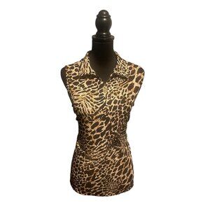 ANNE KLEIN LEOPARD PRINT BLOUSE